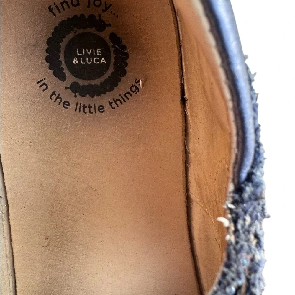 Livie Luca  shoes blue gem sparkles . Sz 3 some wear on one shoe
